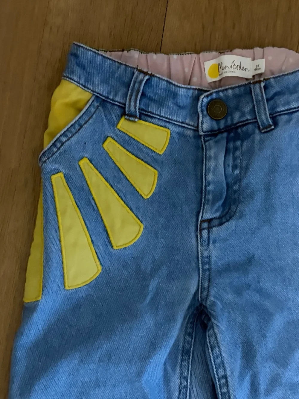 MINI BODEN GIRL'S DENIM RAINBOW JEANS SIZE 5